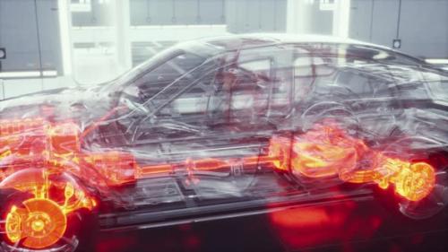 Videohive - Transparent Car with Engine in Laboratory - 33260354 - 33260354