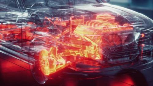 Videohive - Transparent Car with Engine in Laboratory - 33260374 - 33260374