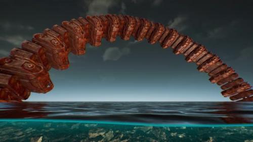 Videohive - Old Crushed UFO Alien Spaceship in Ocean - 33260415 - 33260415