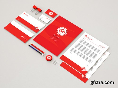 Red Branded Stationery and Accessories Mockup