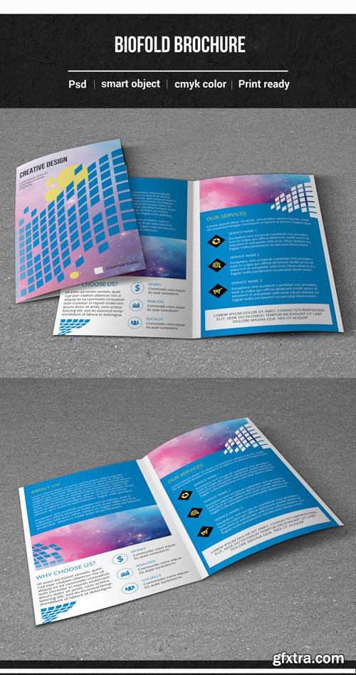 Business Brochure Layout with Repeating Square Pattern