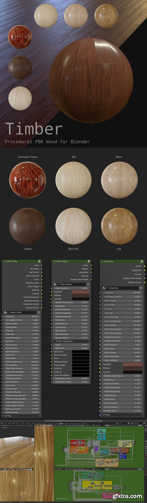 Timber 0.1 (Lite/Pro) - Procedural Wood Material for Blender 2.80