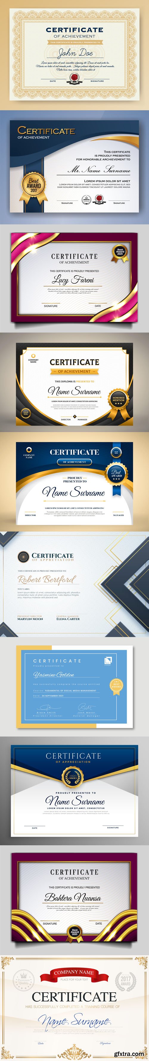 10 Professional Certificates Design Vector Templates