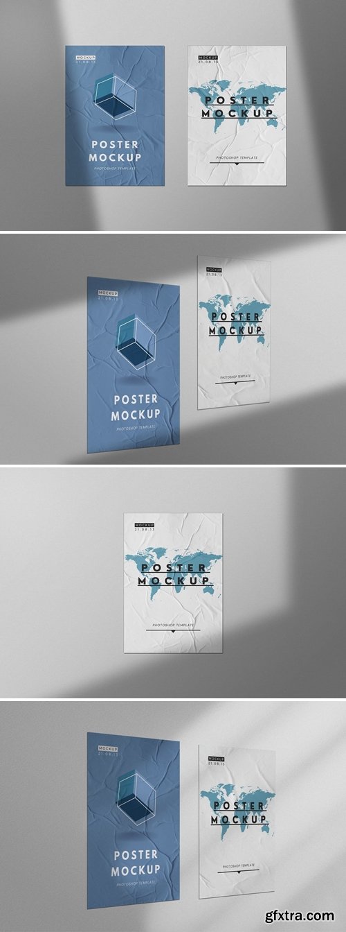 Glued Paper on Wall Poster Mockup