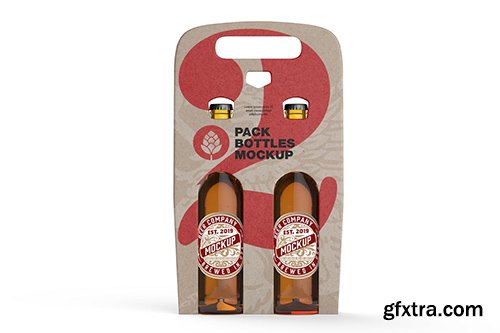 Kraft Paper Pack Beer Bottle Carrier Mockup NQKV8WE