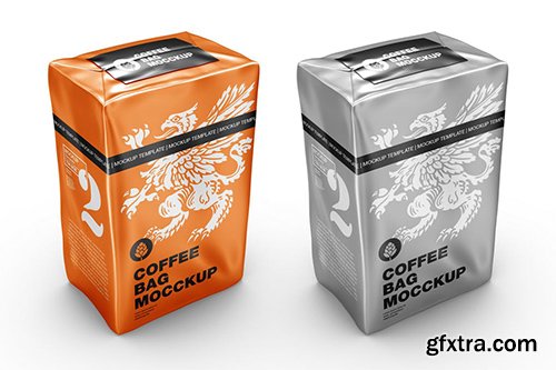 Metallic Paper Coffee Bag Mockup NPL4UWS