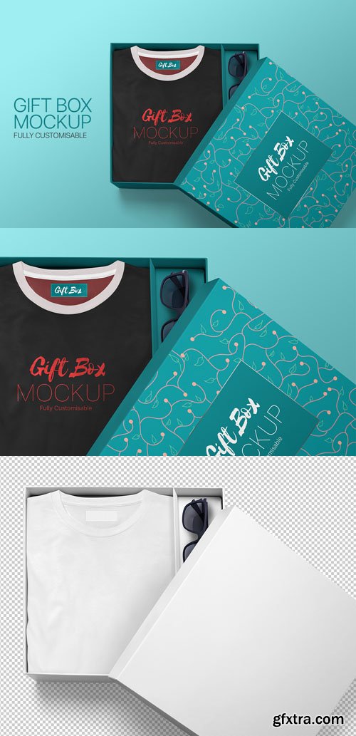 Fully Customisable Gift Box PSD Mockup Template 