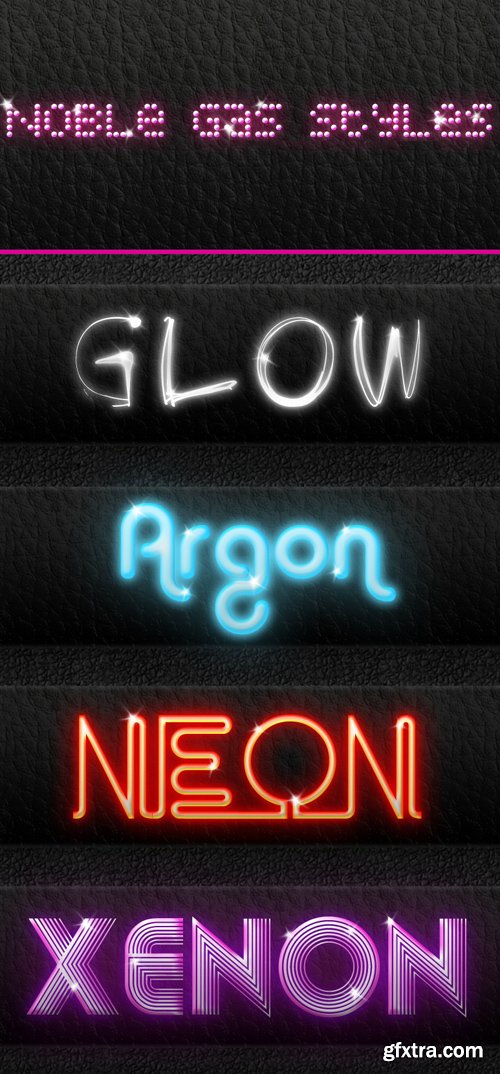 4 Noble Gas Photoshop Styles Collection