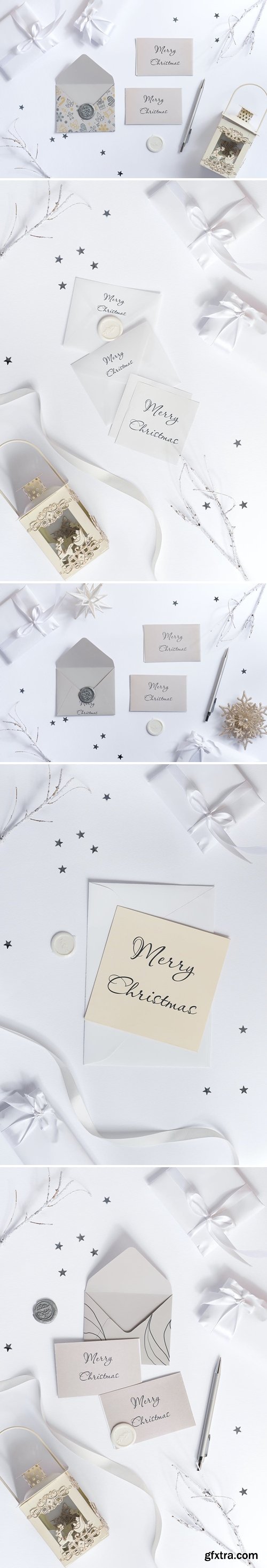 Christmas envelope and card mockup