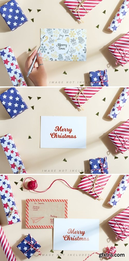 Gifts and letters Christmas mockup