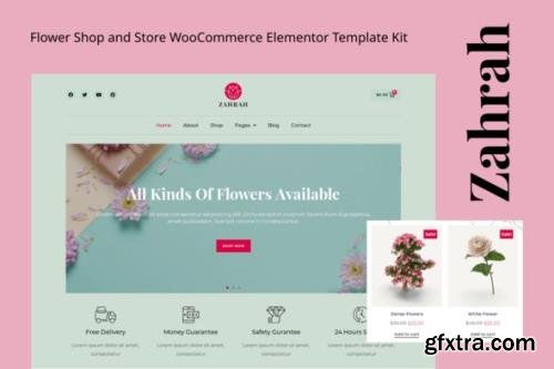 ThemeForest - Zahrah v1.0.0 - Flower Shop & Store WooCommerce Elementor Template Kit - 33248861