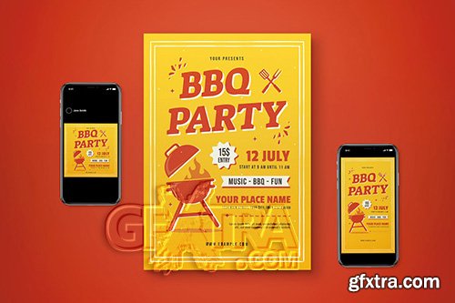 BBQ Party Flyer Set DSWKP8G