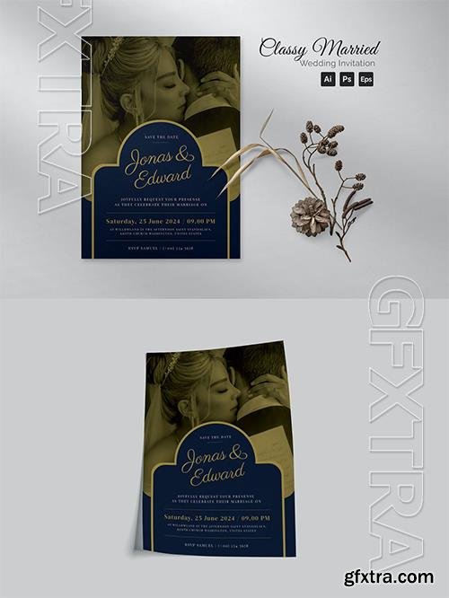 Classy Married Wedding Invitation 8BHXLR5