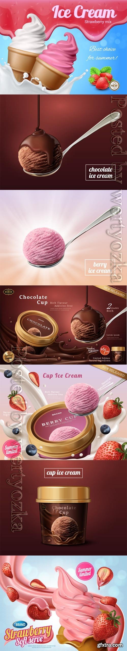 Ice cream advertisement vector collection