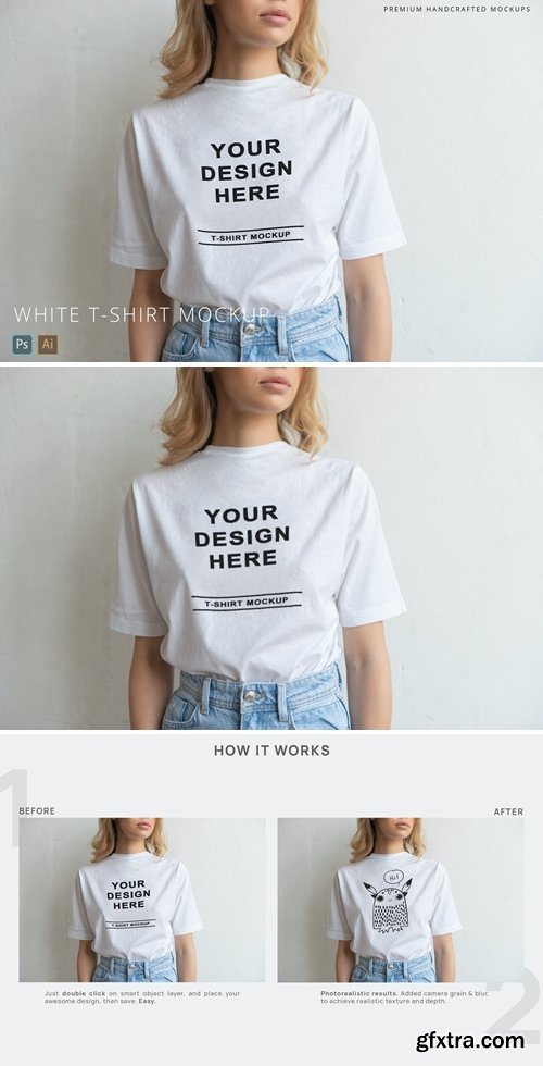 White T-Shirt on Person Mockup Close Up Minimal