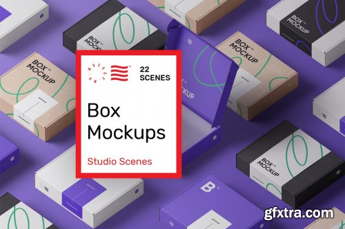 CreativeMarket - Box Mockup Bundle - Mailing Box 6264133