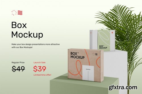 CreativeMarket - Box Mockup Bundle - Mailing Box 6264133