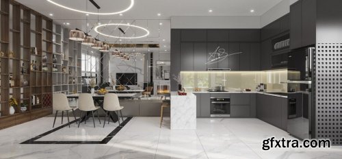 Interior Kitchen – Livingroom Scene By Nguyen Viet Anh 