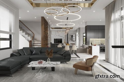 Interior Kitchen – Livingroom Scene By Nguyen Viet Anh 