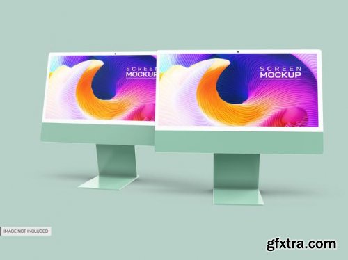 Isolated desktop screens mockup