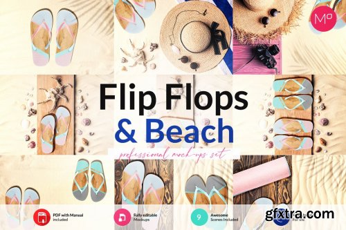 CreativeMarket - Flip Flops & Beach Mock-ups Set 6195994