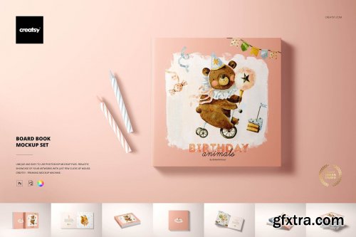 CreativeMarket - Board Book Mockup Set 6248775