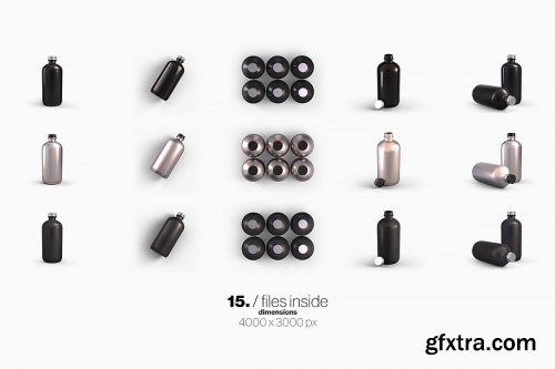 CreativeMarket - Plastic Metal Round Bottles Mockup 6180840