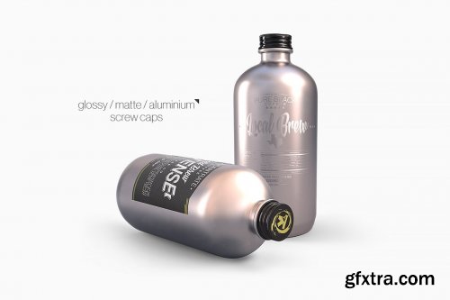 CreativeMarket - Plastic Metal Round Bottles Mockup 6180840