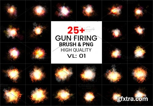 CreativeMarket - PS Gun Firing Brushes & Png Pack 6225317