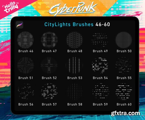 CreativeMarket - 30 more CyberPunk Procreate Brushes 6166895