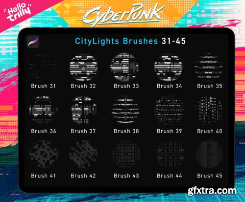 CreativeMarket - 30 more CyberPunk Procreate Brushes 6166895