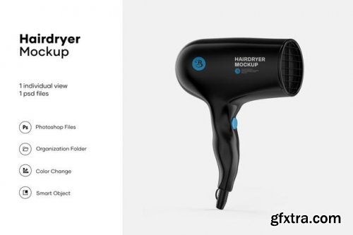 Glossy hairdryer mockup