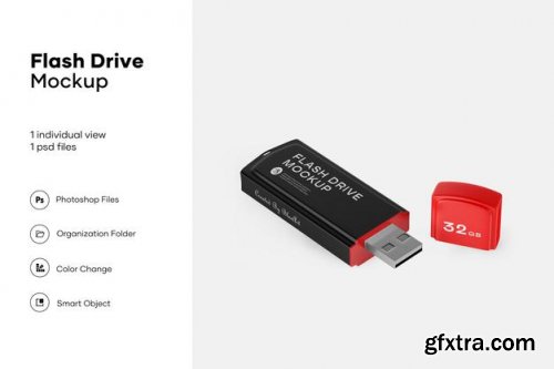 Opened matte usb flash drive mockup