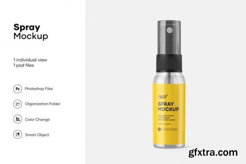 Clear spray bottle mockup