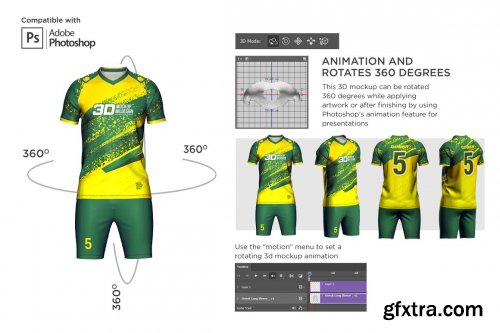 CreativeMarket - 3D Soccer Jersey V-Neck Kit Mockup 6198334