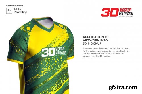 CreativeMarket - 3D Soccer Jersey V-Neck Kit Mockup 6198334