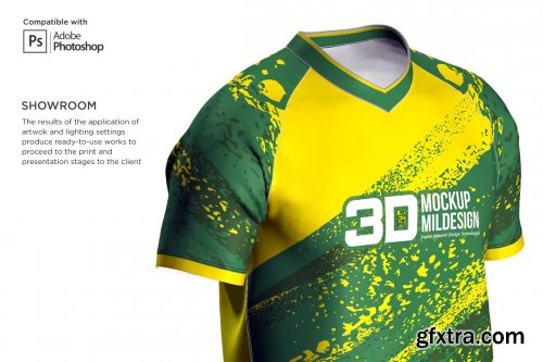 CreativeMarket - 3D Soccer Jersey V-Neck Kit Mockup 6198334