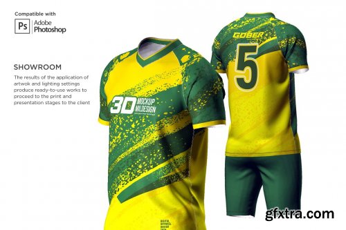 CreativeMarket - 3D Soccer Jersey V-Neck Kit Mockup 6198334