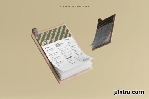 A4 size food menu on a wooden board mockup