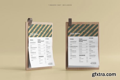 A4 size food menu on a wooden board mockup