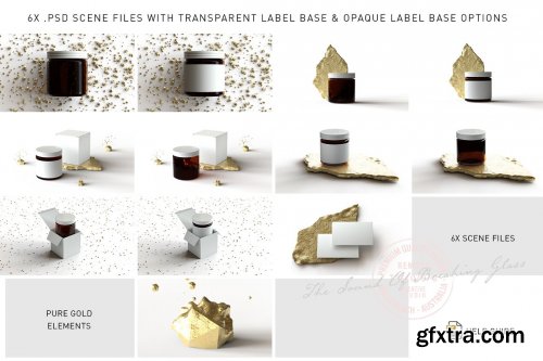 CreativeMarket - Amber Glass Jar & Box Mock-Up Vol.1 5233656