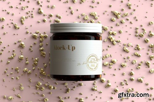 CreativeMarket - Amber Glass Jar & Box Mock-Up Vol.1 5233656