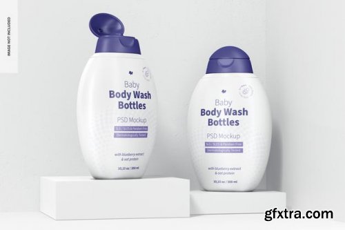 Baby body wash bottles mockup