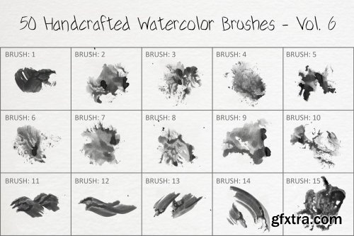 CreativeMarket - 50 Handcrafted Watercolor Brushes 6 6258360
