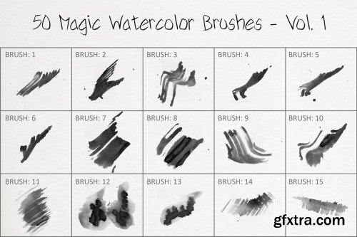 CreativeMarket - 50 Magic Watercolor Brushes - Vol. 1 6258390