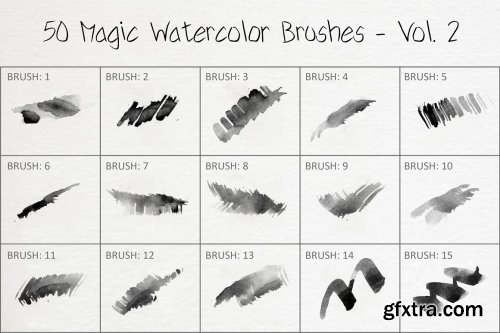 CreativeMarket - 50 Magic Watercolor Brushes - Vol. 2 6258392