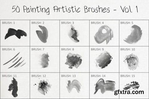 CreativeMarket - 50 Painting Artistic Brushes - Vol. 1 6258396