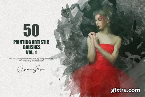 CreativeMarket - 50 Painting Artistic Brushes - Vol. 1 6258396