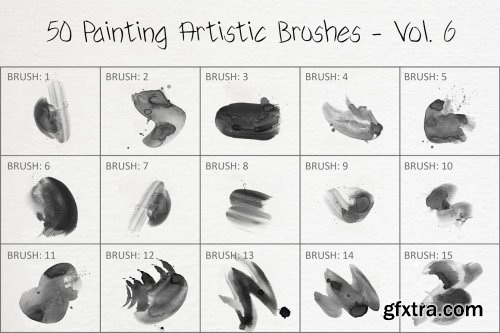 CreativeMarket - 50 Painting Artistic Brushes - Vol. 6 6259375
