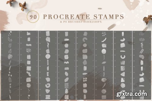  90 Procreate Stamps & Photoshop Brushes